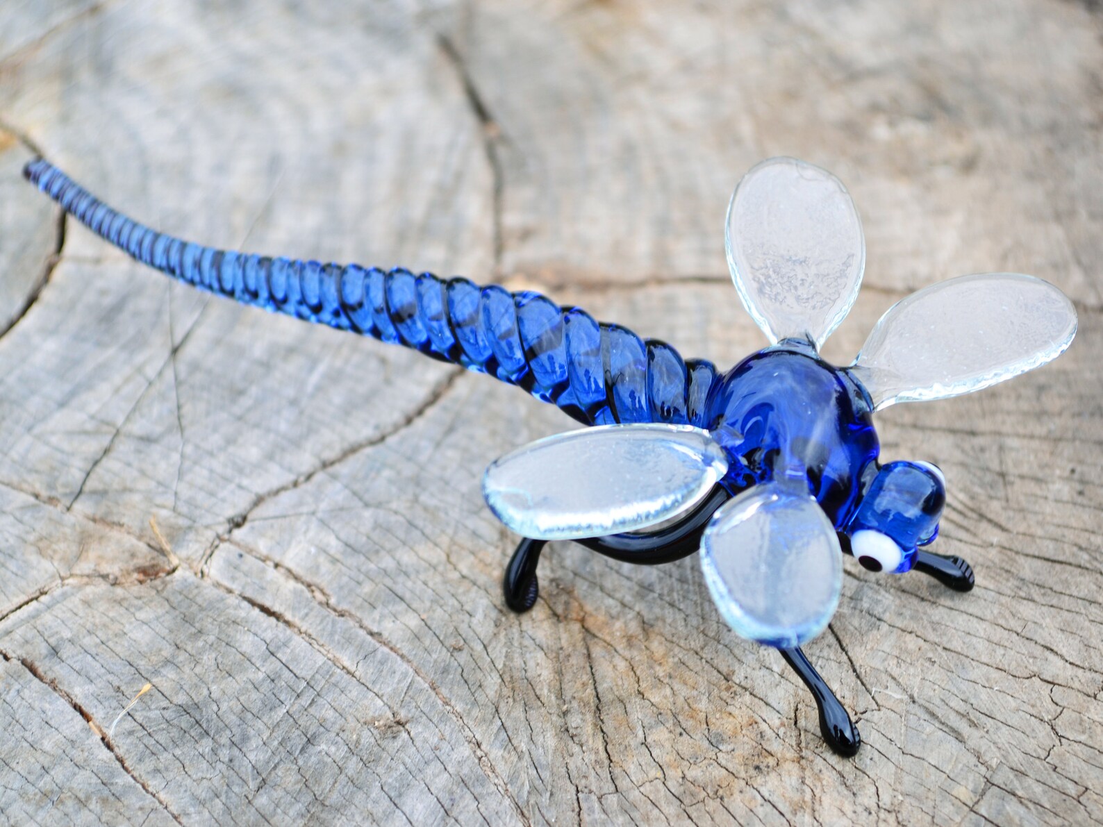 Blue Glass Dragonfly Figurine Dragonfly Ornament Wall Etsy