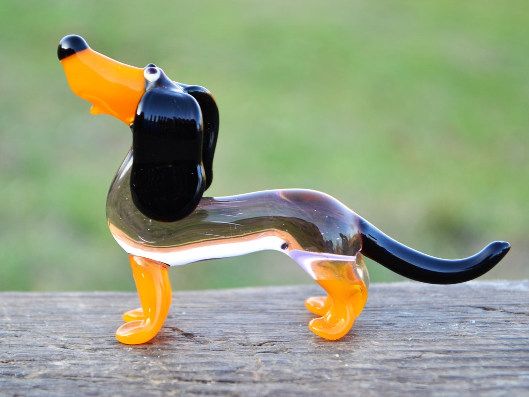 Glass Dog Ornaments, Glass Dog Badger, Glass Dog Craft, Glass Dog Figurine, Glass Dog Statue