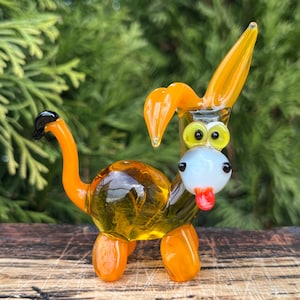 Orange Glas Esel Figur – Glas Esel Skulptur – Tierfigur – Murano Esel Liebhaber Geschenk – Glas Esel Figur – Tierdekoration