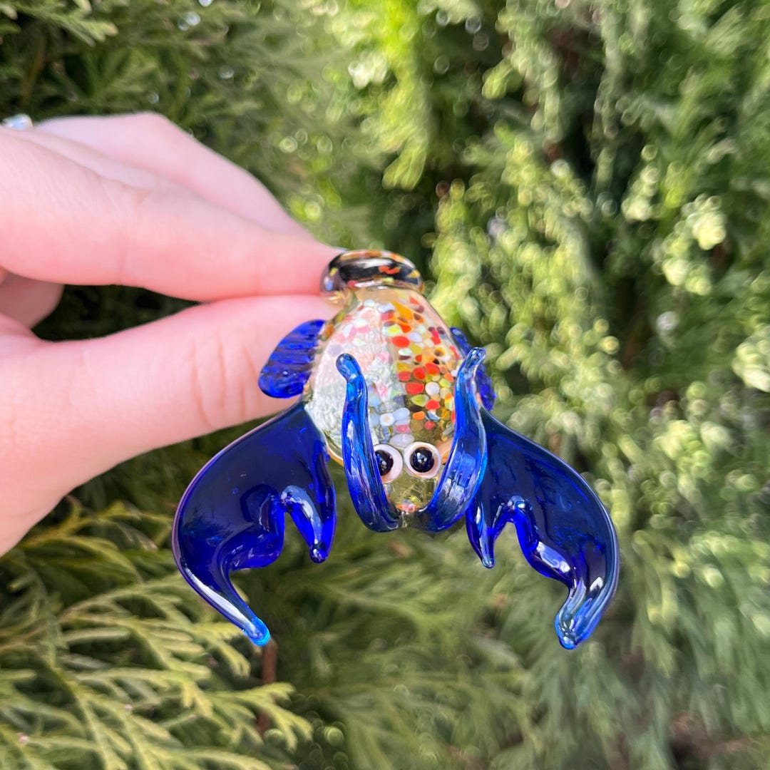 Blue Tropical Fish Glass Sculpture Home Decoration Office Ornament, Christmas Birthday Gift