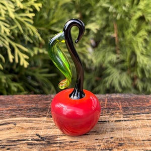 Glaskirschfigur – Geblasene Glaskirschskulptur – Kunstglaskirschen – Große Glasfrucht – Geschenk für Mama – Sammlerstück