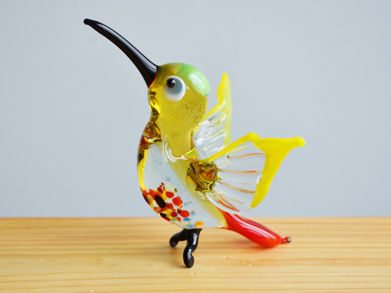 Clear Glass Hummingbird Figurines Gift Animal Collectible Etsy