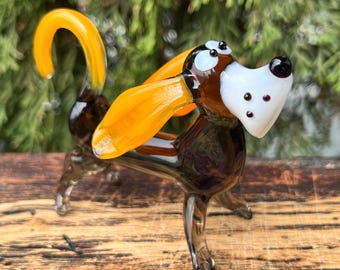 Statuetta di cane in vetro – Cane in vetro soffiato – Scultura di animale in stile Murano – Decorazione a forma di cane – Regalo per amanti dei cani
