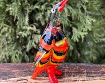 Glass Penguin Figurine, Miniature Hand-Blown Art Glass