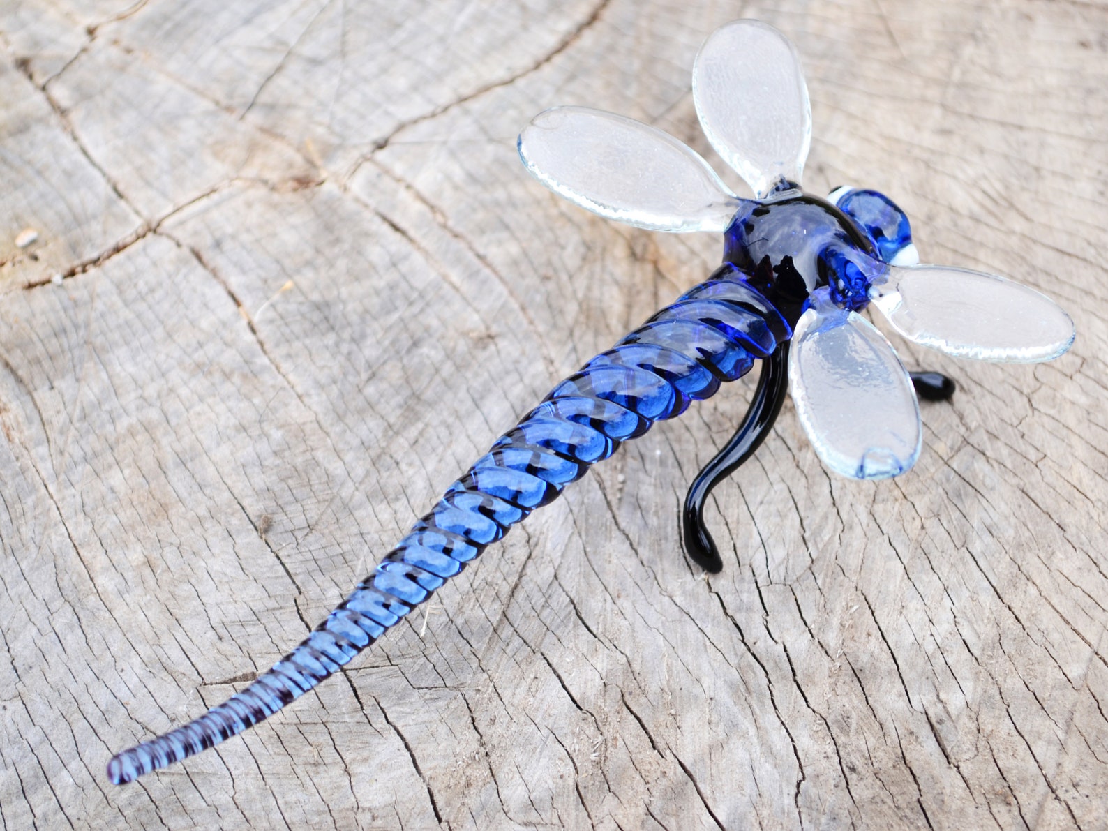 Blue Glass Dragonfly Figurine Dragonfly Ornament Wall Etsy