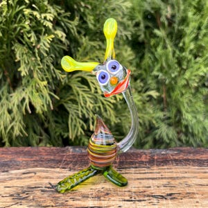 Beeldje groen glazen slak – sculptuur geblazen glazen slak – miniatuur slak cadeau – tuinslak decor – schattig slak standbeeld – handgemaakte slak