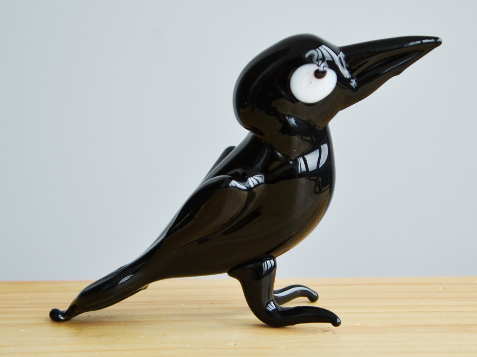 Glass Crow Statue Crow Halloween Decor Black Crow Ornament Art - Etsy