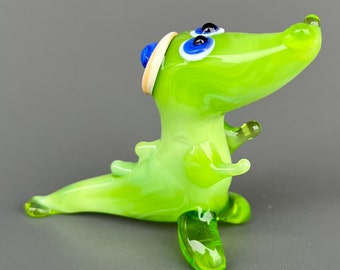 Glass Crocodle Fgurne Anmals Blown Glass Crocodle Sculpture Art Glass Crocodle Fgurne Anmals Blown Glass Crocodle Sculpture Art