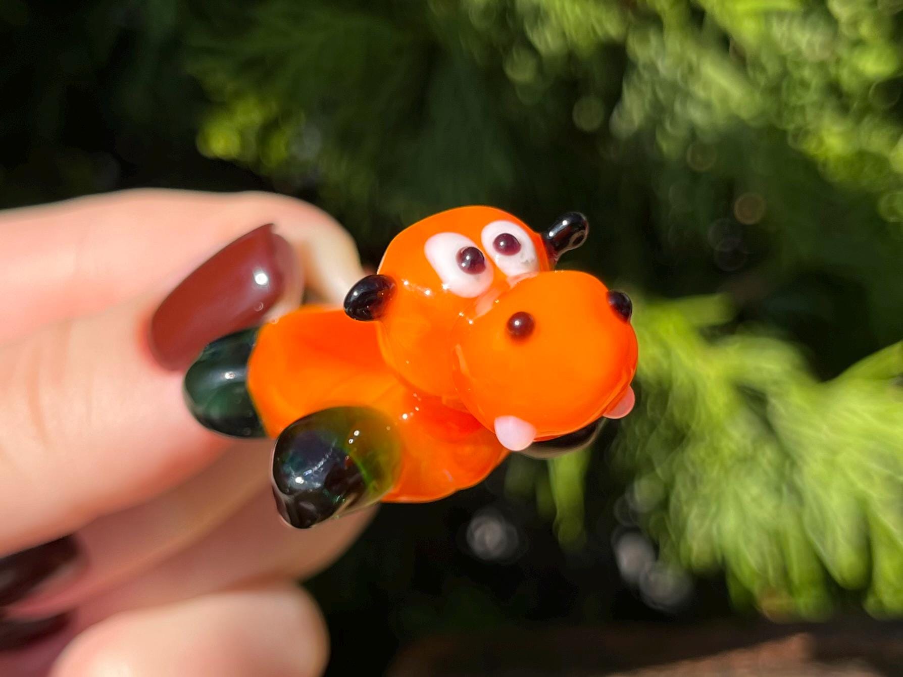 かばの置物 オレンジ 吹きガラスのカバの置物 - オレンジ色のミニチュア動物像 - Etsy 日本