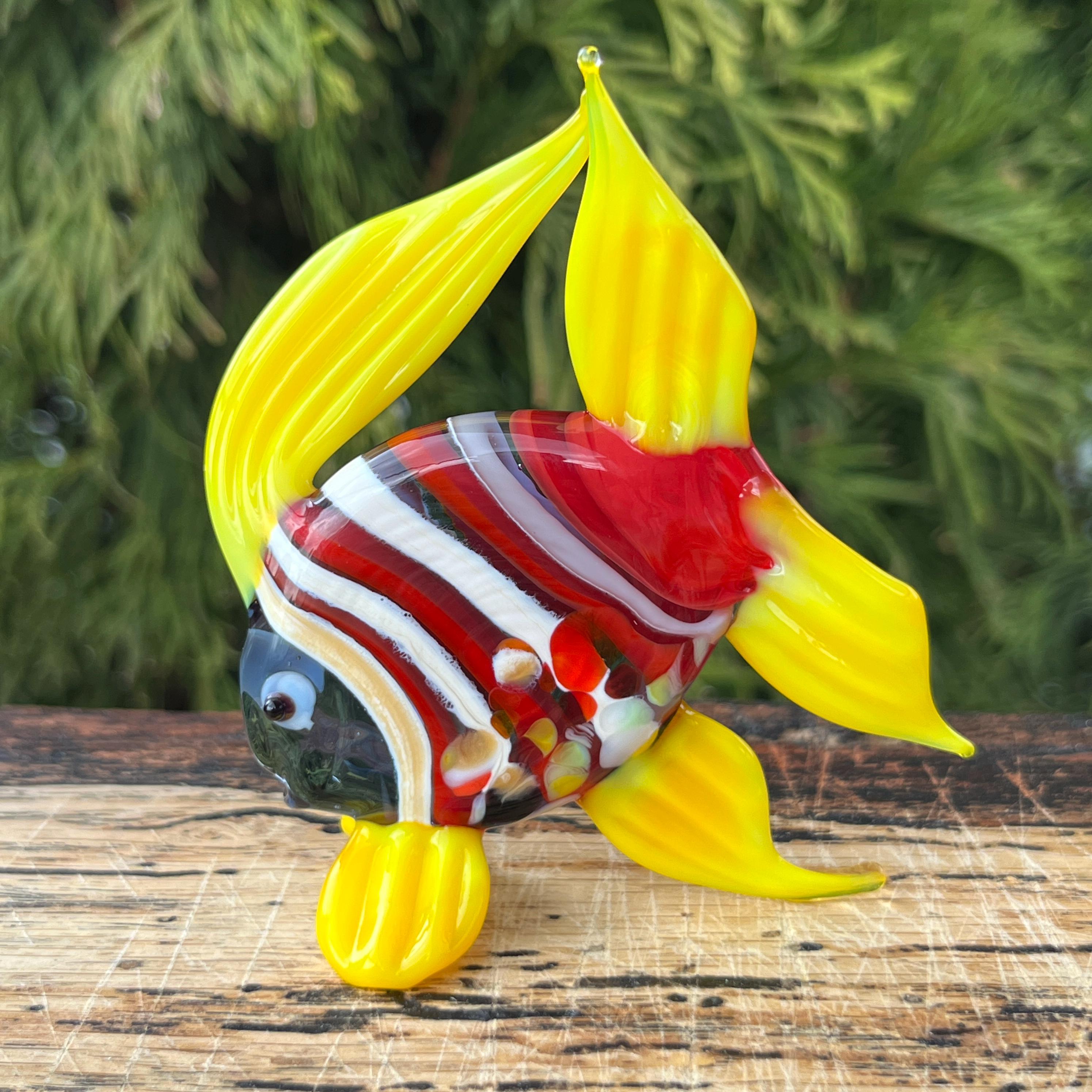 Statua Pesce In Vetro Di Cristallo Fatta A Mano – Decorazione Soffiata Per Casa E Ufficio, 16x13x17 Cm, Regalo Originale