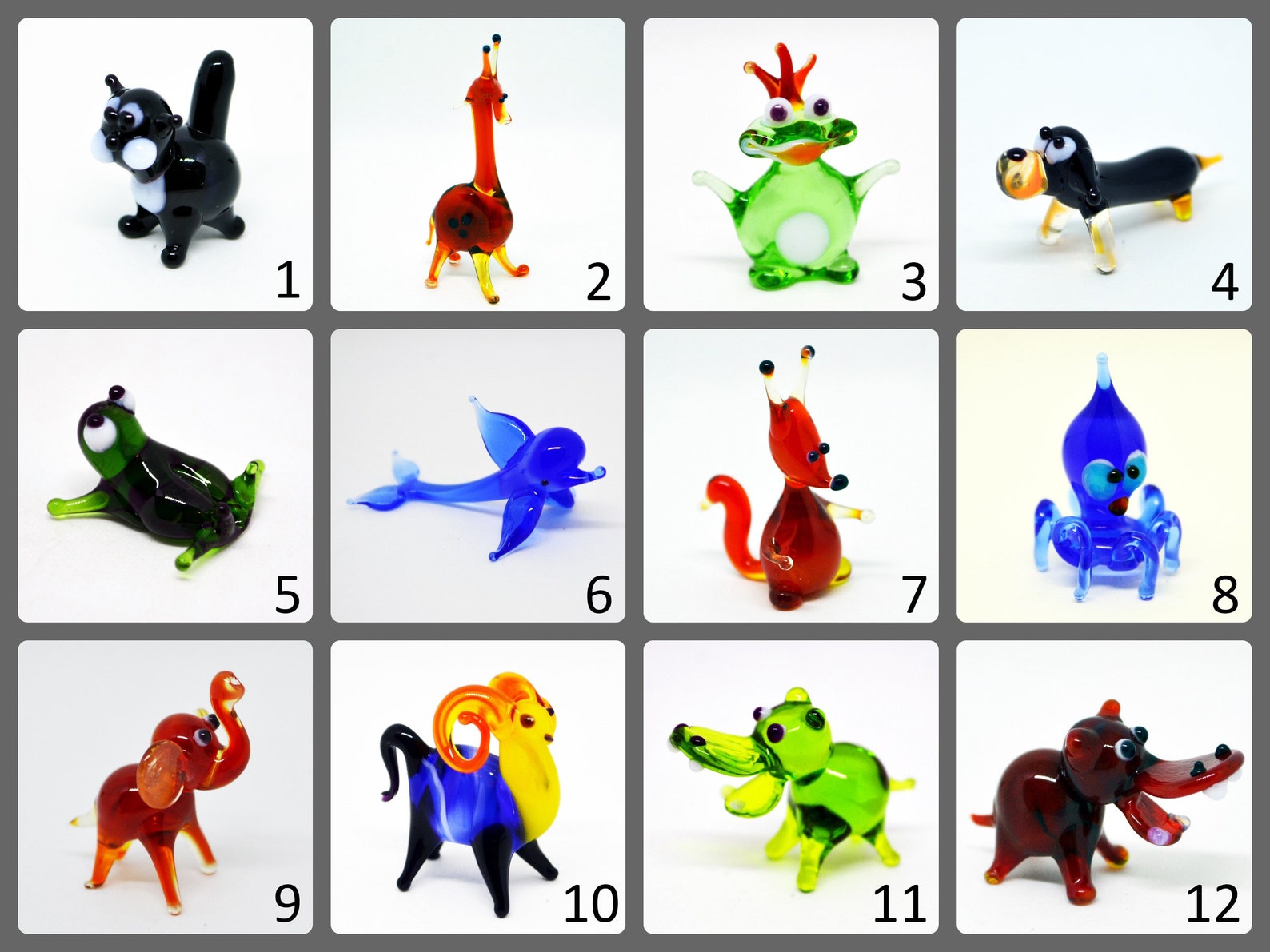Small Glass Animals Miniature Mini figurines glass animals Etsy