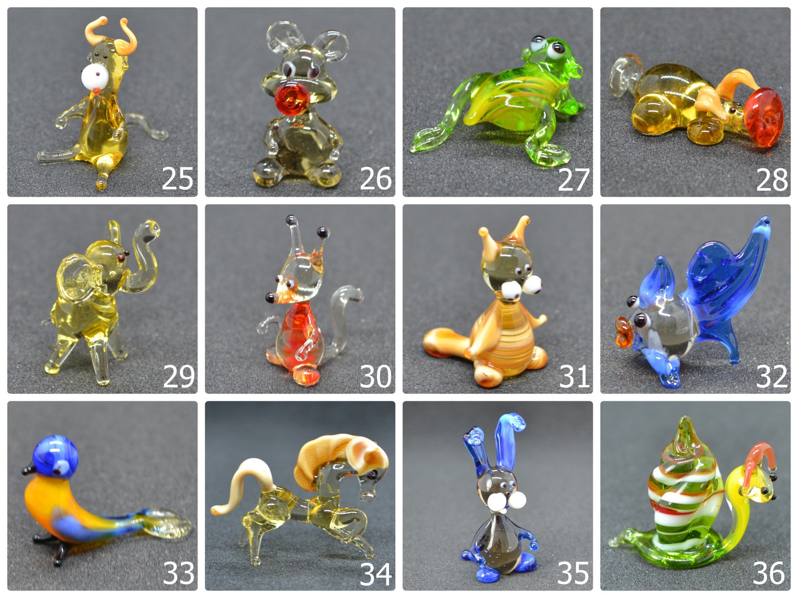 Small Glass Animals Miniature Mini Figurines Glass Animals Etsy