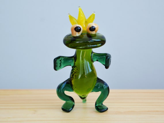 Glass Frog Figurine Animals Glass Frog Sculpture Art Glass Toy