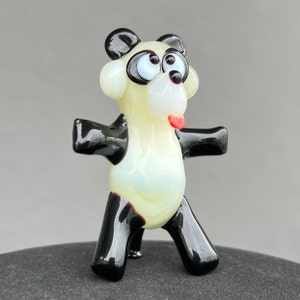 Glass Panda Sculpture Panda Figurines Art Glass Panda Bear Murano Animals Panda Gift Ideas Figures Artglass Blown Glass Gift for Momn