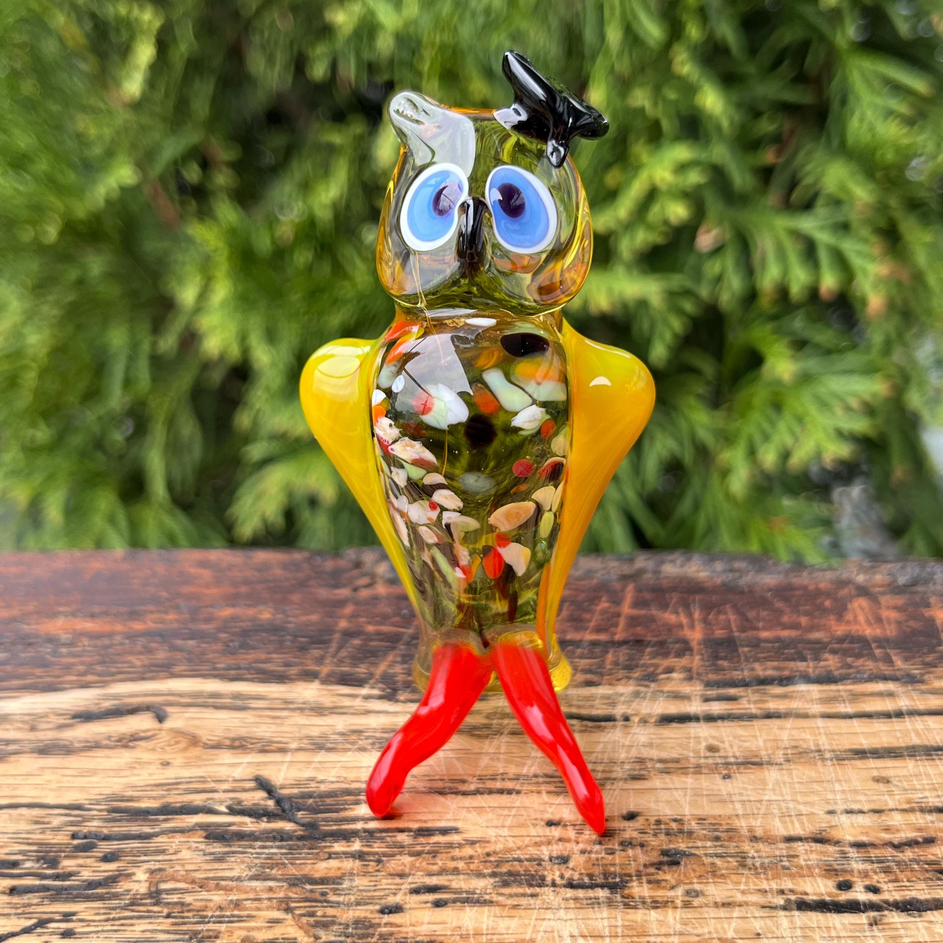 Sculpture Figurine Animalière Chouette Hibou Pâte De Verre Signé DAUM France - Décoration