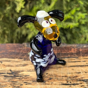 Blue Glass Sheep Figurine – Blown Glass Sheep Sculpture – Murano Style Sheep Statue – Collectible Miniature – Gift for Sheep Lovers & Mom