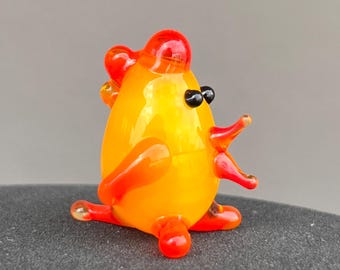 Mini figura de gallina de cristal – Gallina pequeña de cristal soplado – Animal de granja para casa de muñecas – Micro gallina de cristal – Regalo para amantes de las gallinas