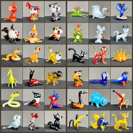 ミニチュアガラス動物置物 25個セット 手吹き 詰め合わせ - Etsy 日本