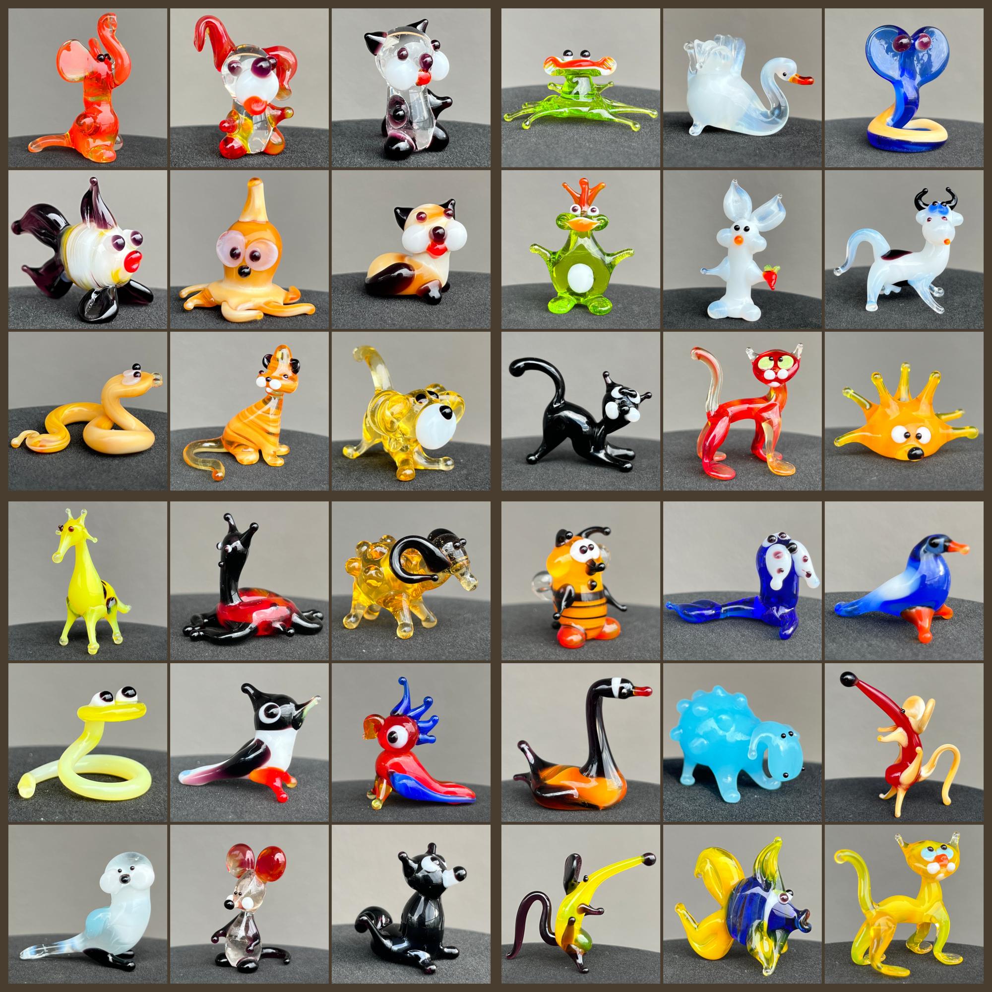 Buy Miniature Glass Animal Figurines Set of 25, Hand-blown