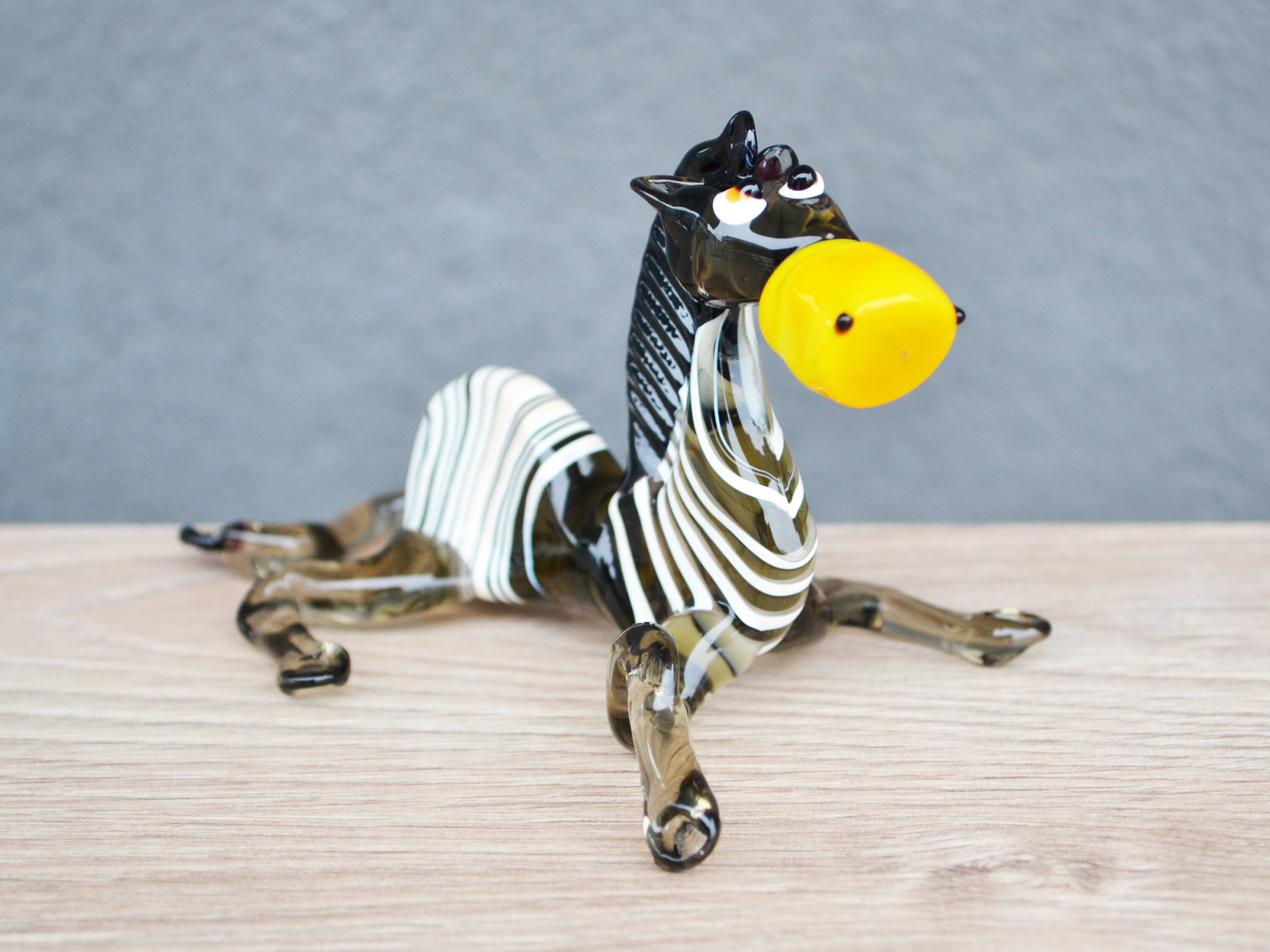 Blown Glass Zebra Figurine Art Glass Zebra Sculpture Blown Etsy UK