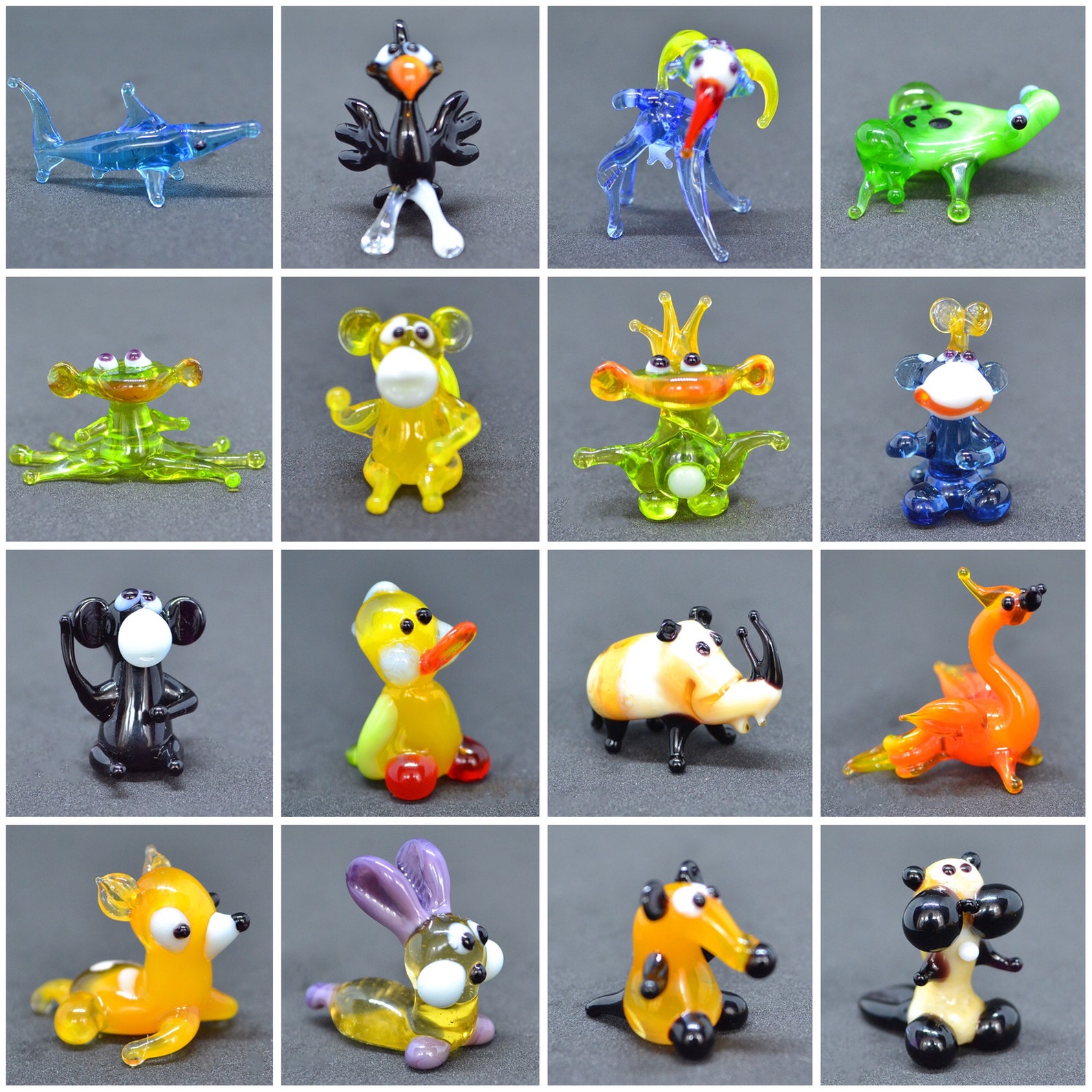 Set of Small Glass Figurines Glass Animals Tiny Little Murano Etsy