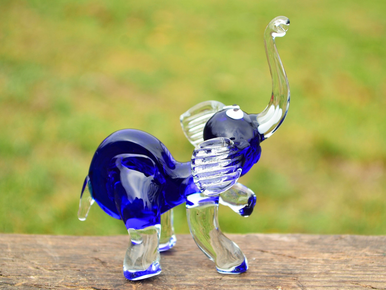 Blue Glass Elephant Figurine Animals Sculpture Art Murano Etsy