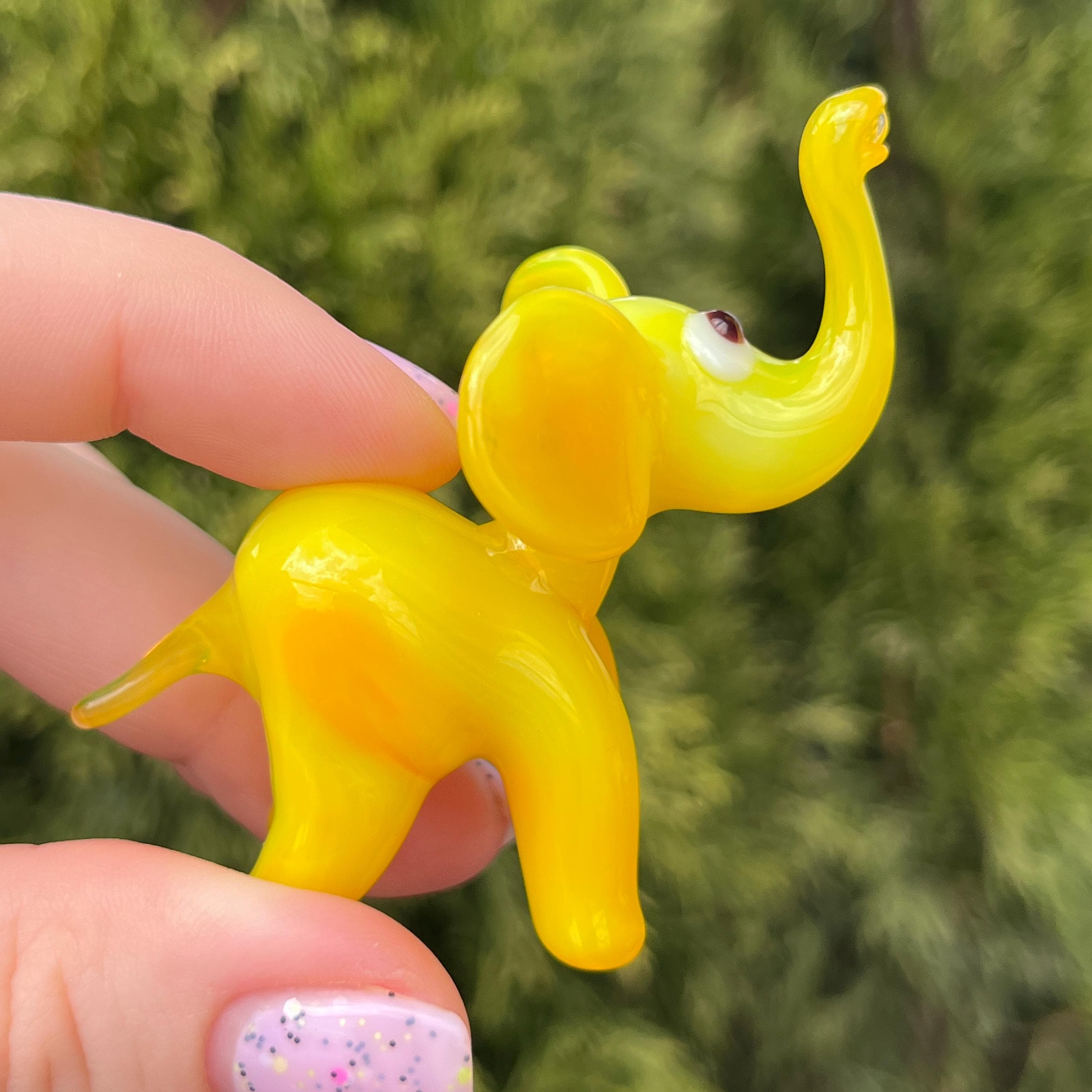 【ムラーノガラス】象の置物　美品 黄色の吹きガラスの象の置物 - ムラーノスタイルのコレクターズ