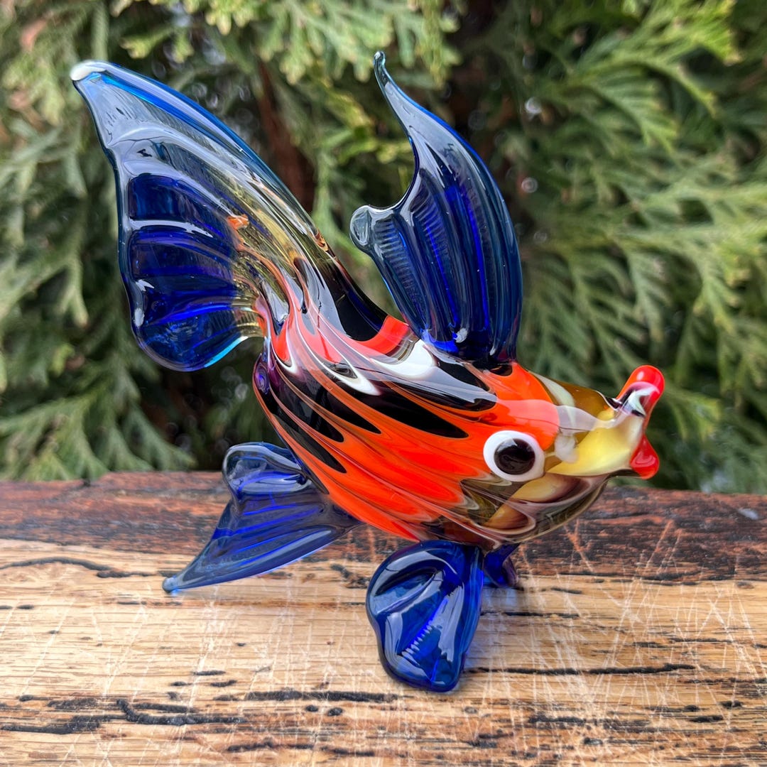 Blue Glass Fish Figurine – Hand Blown Murano Style Fish – Mini Art ...