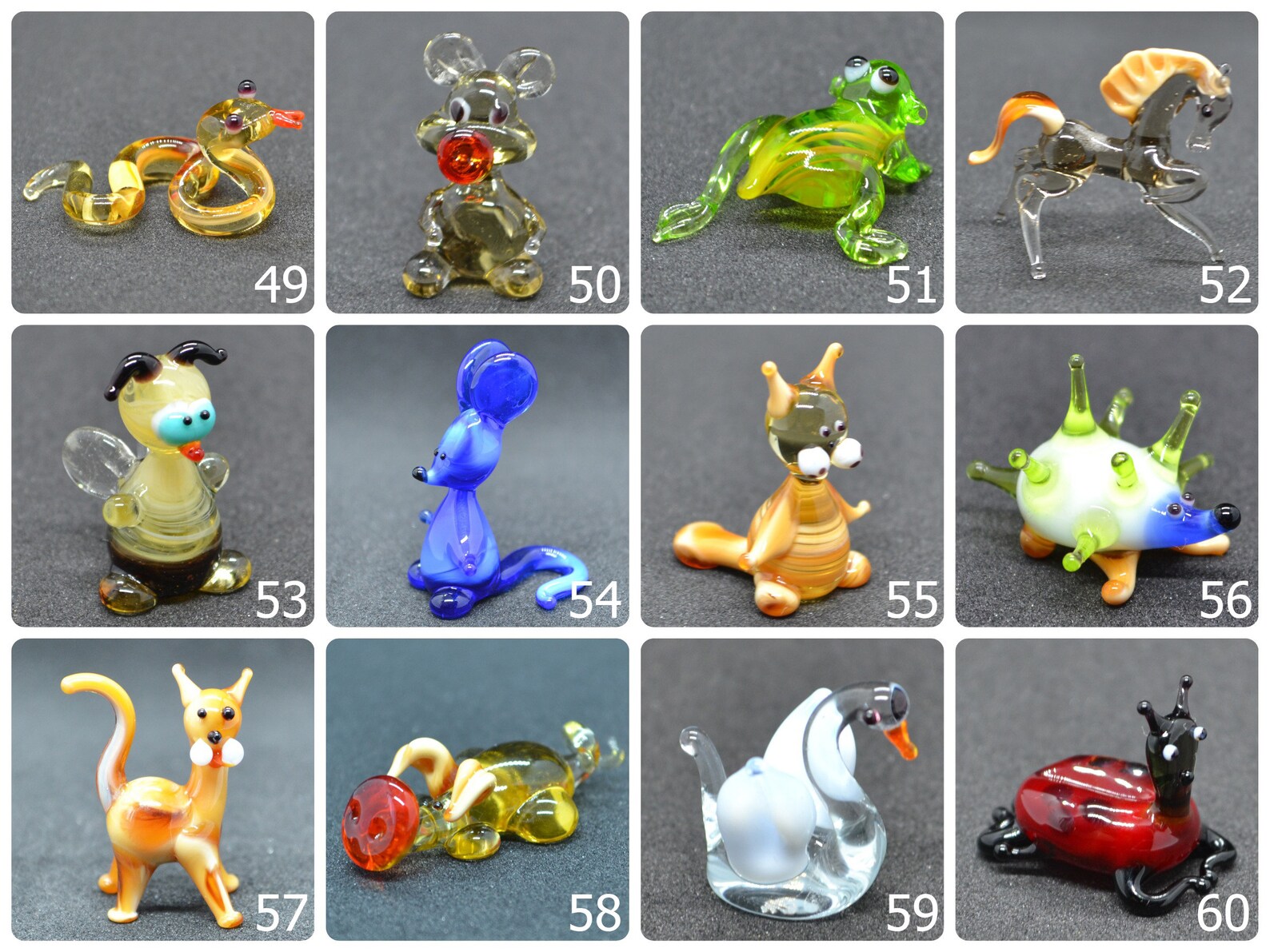 Small Glass Animals Miniature Mini Figurines Glass Animals Etsy