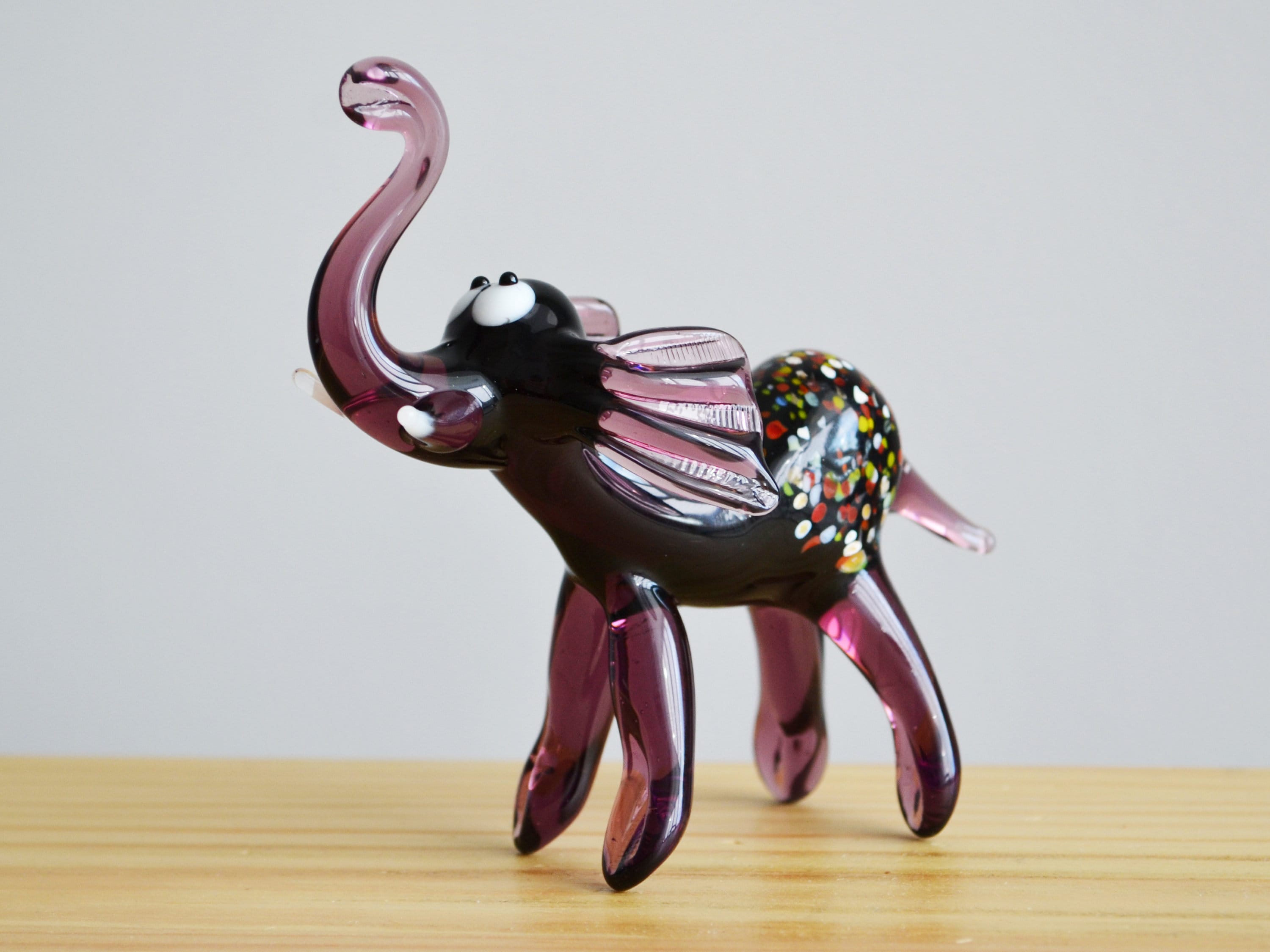 Purple Glass Elephant Figurine Animals Glass Elephant Etsy