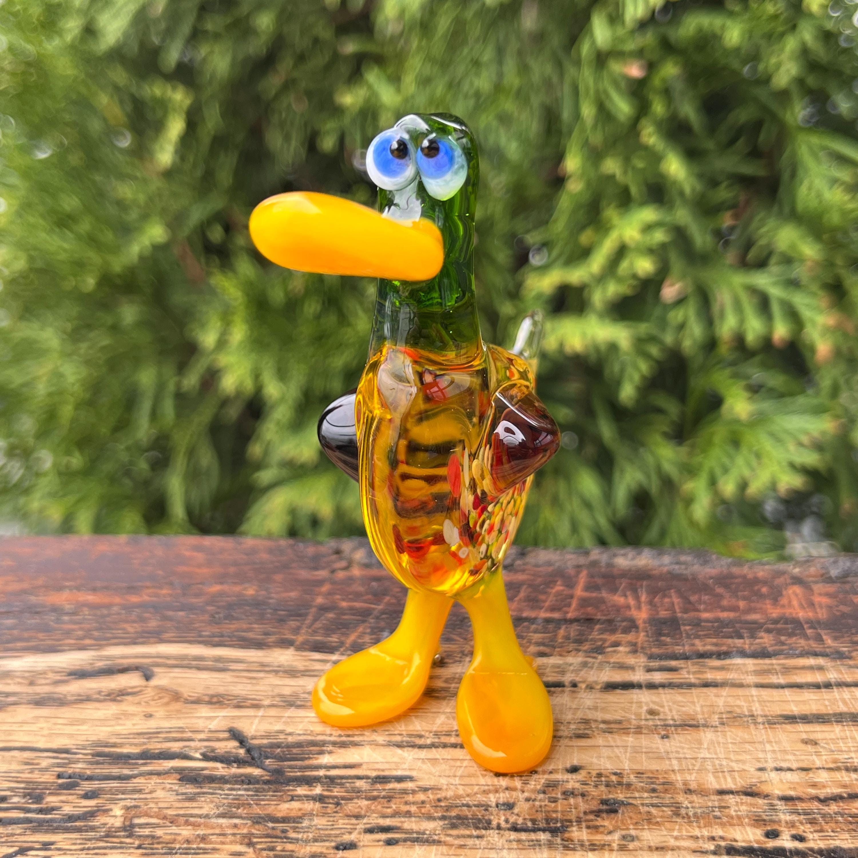 ムラーノスタイルのガラス製アヒルの置物 - 手作りのコレクション動物