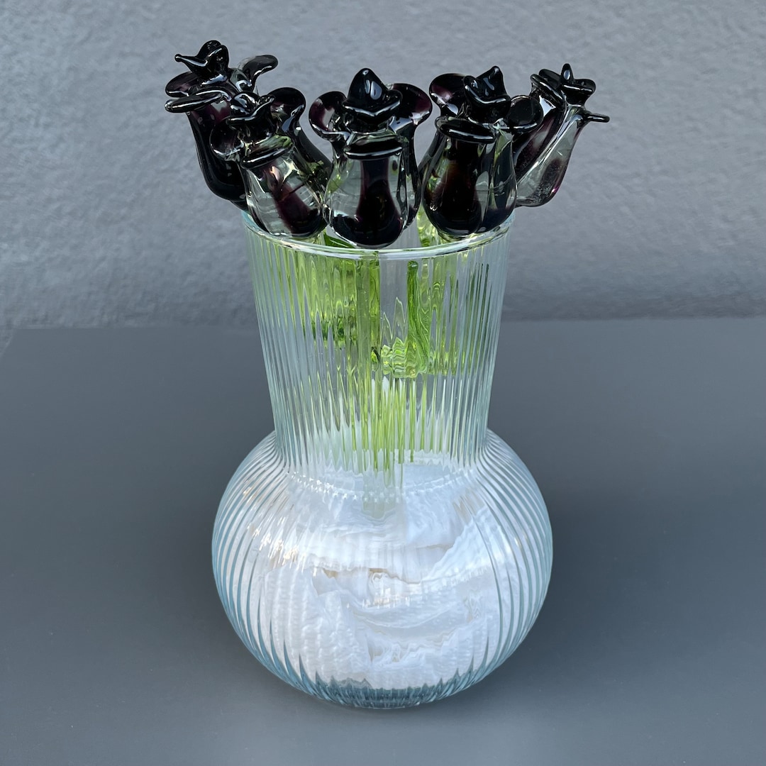 Purple Glass Rose Flowers Wall Decor Flower Arrangements Art Decoration