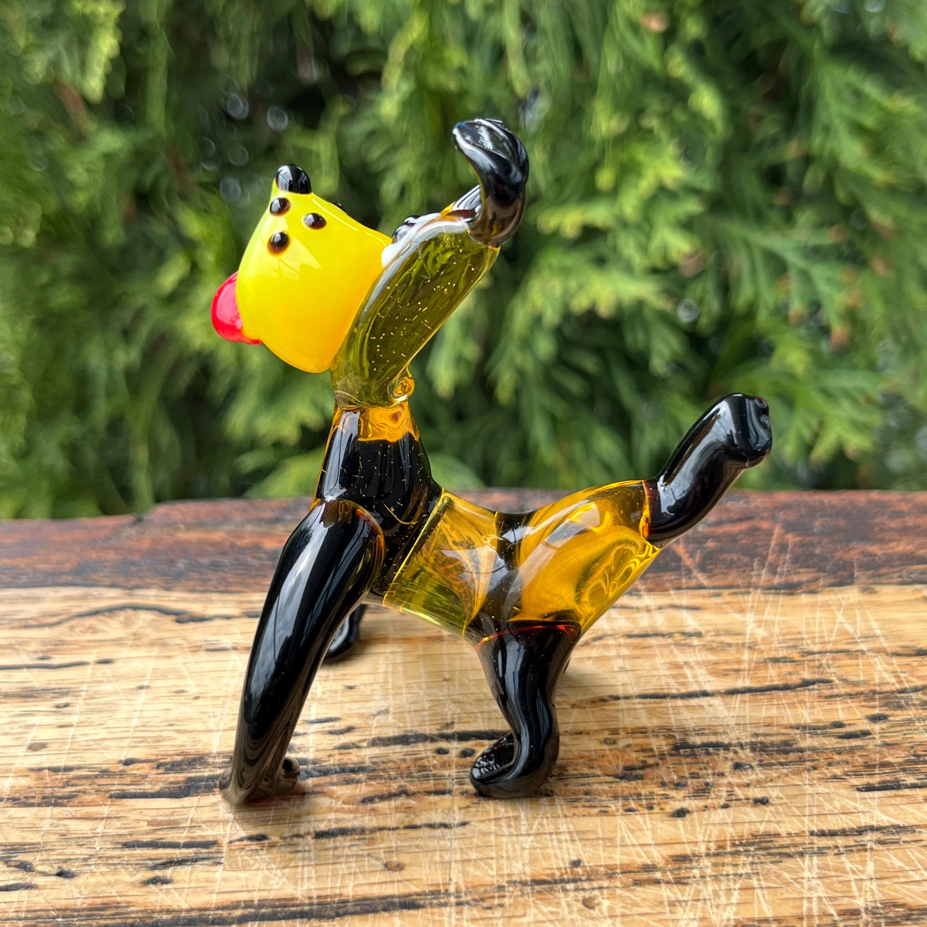 ガラスのブルドッグの置物 - アートガラスの犬のオーナメント - 吹き