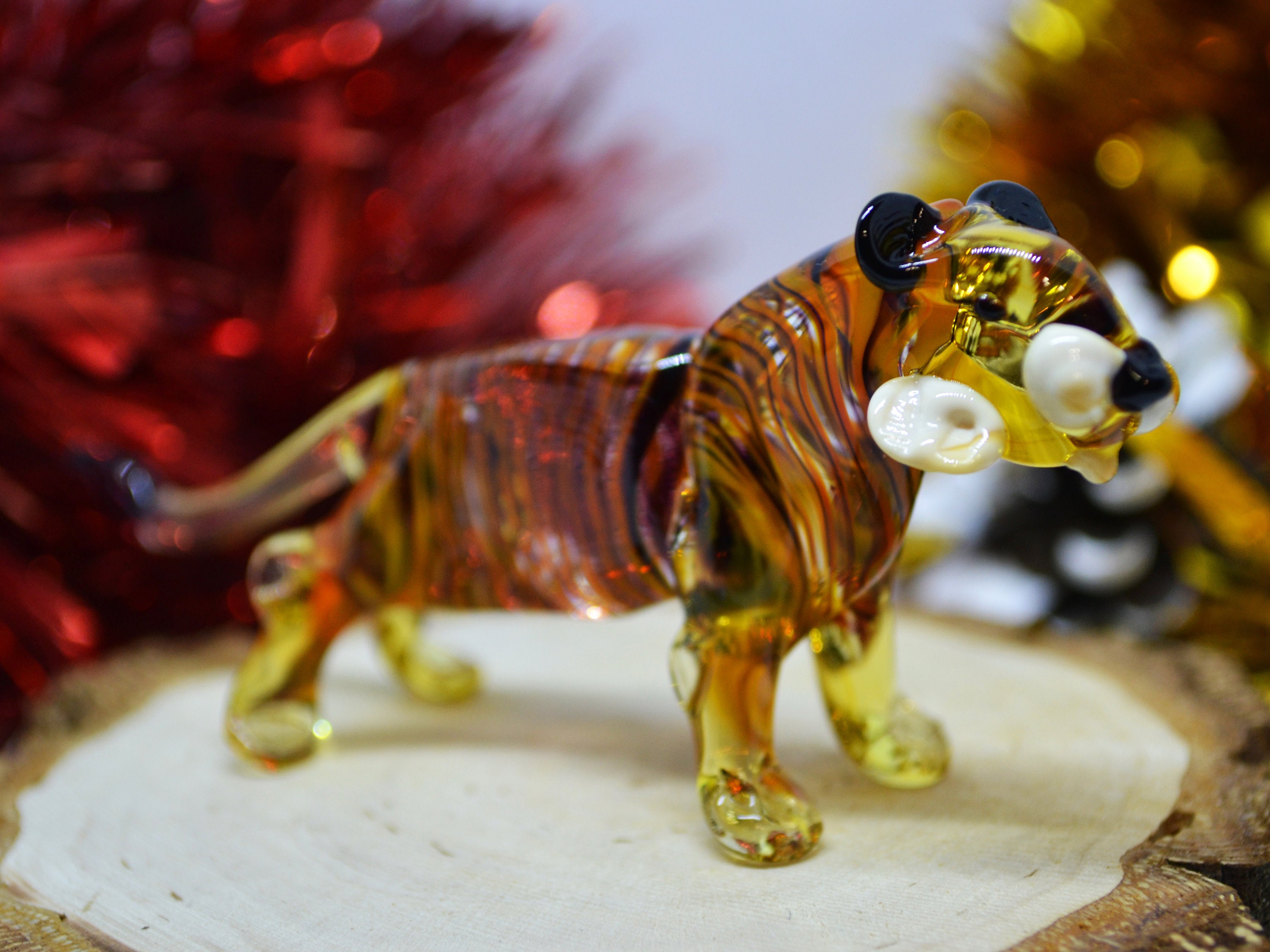 Glass Tiger Clear Figurine Hand Blown Tiger animals big tiger Etsy