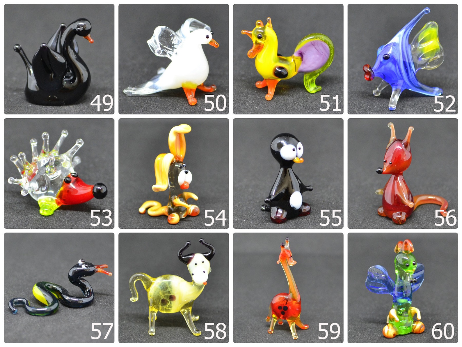 Small Glass Animals Miniature Mini Figurines Glass Animals Etsy