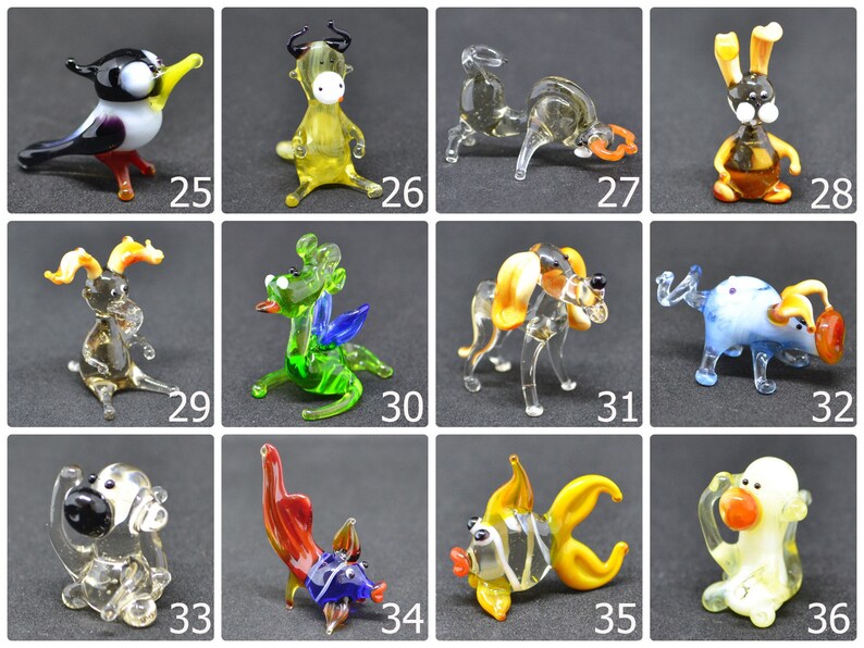 Small Glass Animals Miniature Mini Figurines Glass Animals Etsy