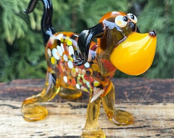 H&D HYALINE & DORA Collection De Figurines De Chien En Cristal, Ornement En Verre, Figurine D'animal Peinte En Or