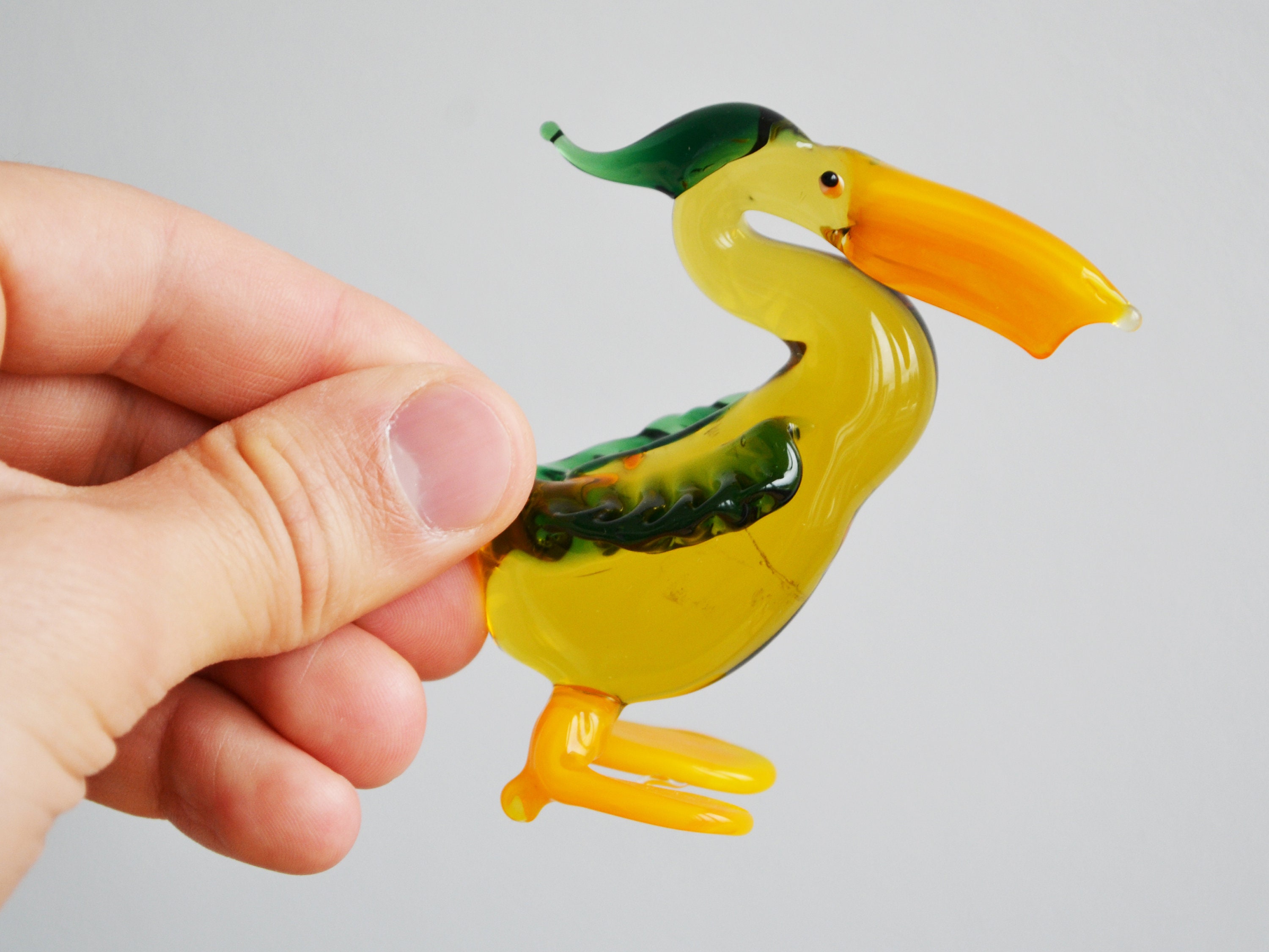 Glass Pelican Figurine Bird Sculpture Pelicans Statue Murano Etsy