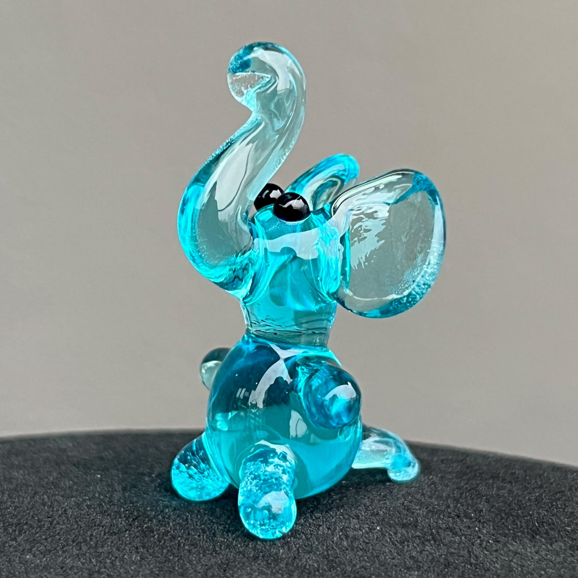 Mini Glass Elephant Figurine – Tiny Dollhouse Elephant – Micro