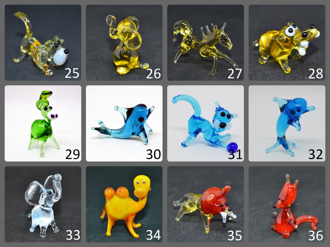 Small Glass Animals Miniature Mini figurines glass animals Etsy