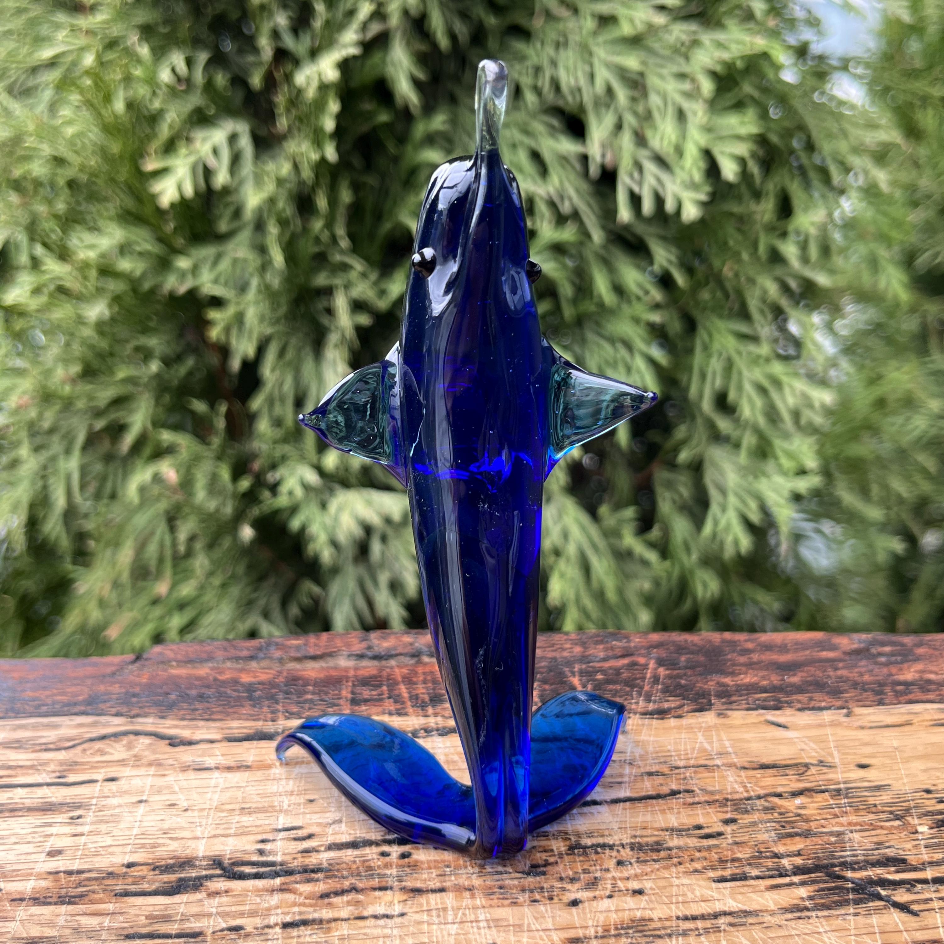 Figurine Dauphin Verre Soufflé Main - 10x9.3cm - Décoration Marine - Idée Cadeau Original