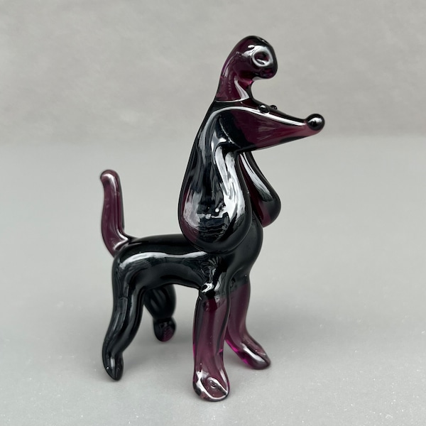 Black Glass Poodle Figurines Blown Poodle Figures Poodle Lover Gift for Women Art Glass Poodle Sculpture Christmas Yard Decor Poodle Statue