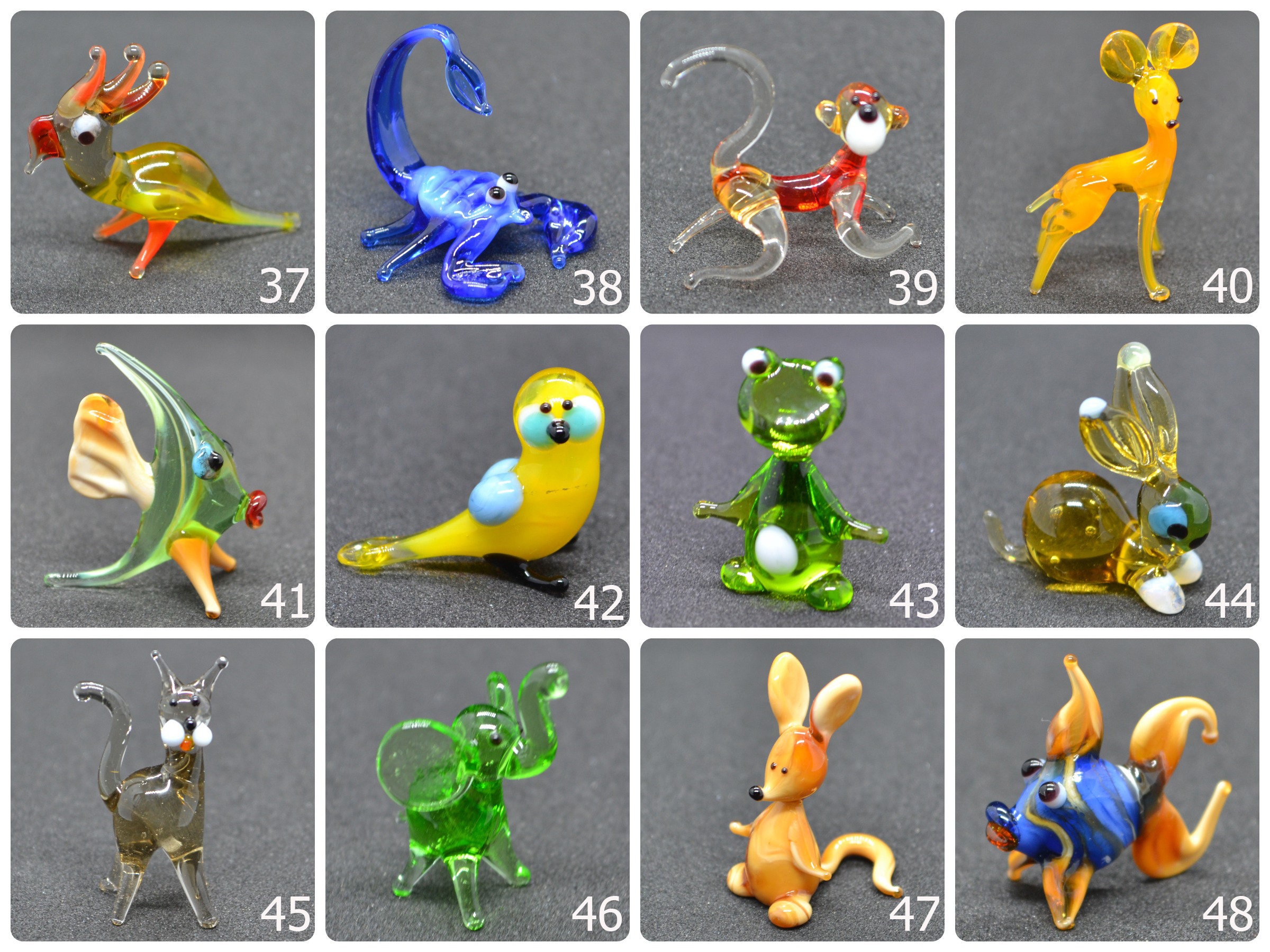 Small Glass Animals Figurine Tiny Little Glass Dollhouse Etsy