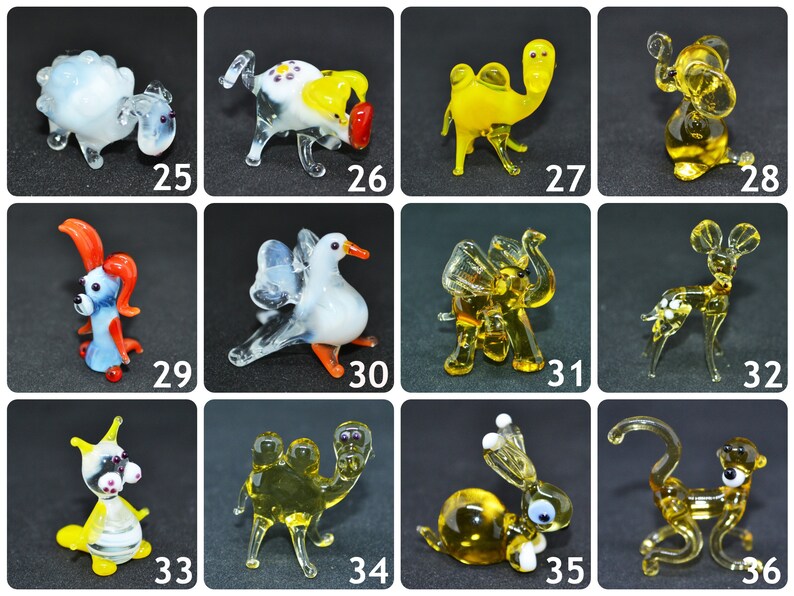 Small Glass Animals Miniature Mini figurines glass animals Etsy