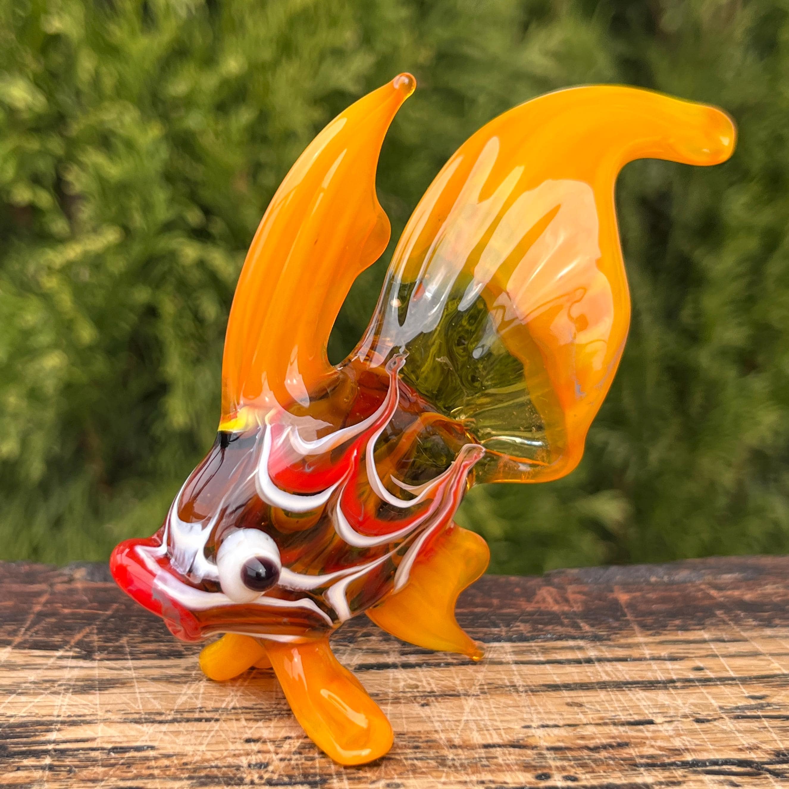 Poisson en Verre Soufflé Orange – Sculpture Vintage Style Murano