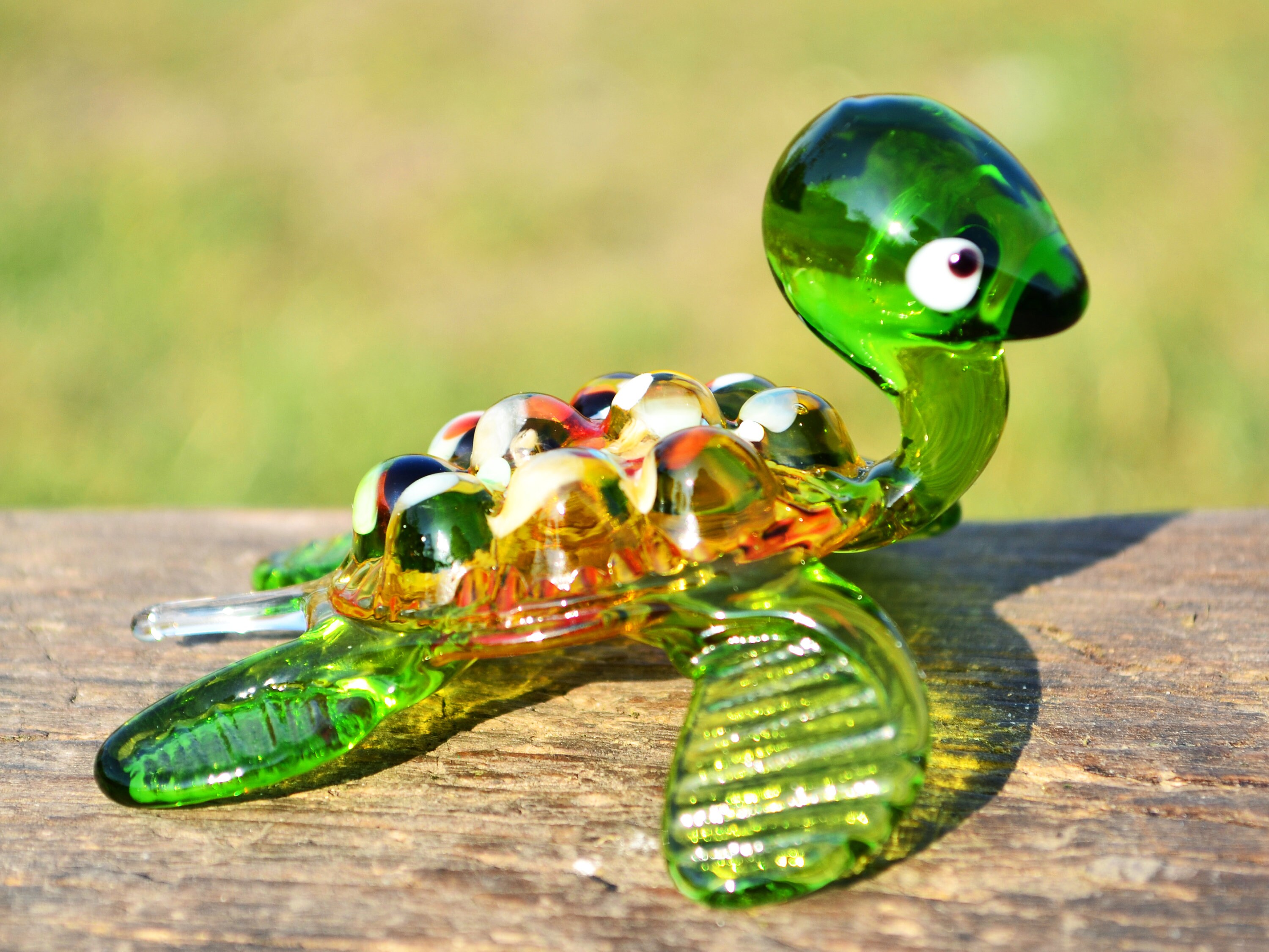 Glass Turtle Figurine Green Aquarium Accessories Turtle For Etsy