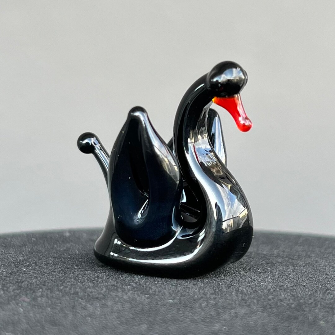 Miniature Glass Swan Figurine – Blown Glass Swan Sculpture – Tiny Swan ...