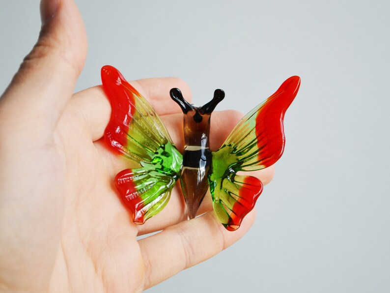 Glass Butterfly in Glass Fused Glass Animals Figurines Garden Gift Child Girl Gift for Baby Decoration Glass Figure Menagerie Miniature image 2