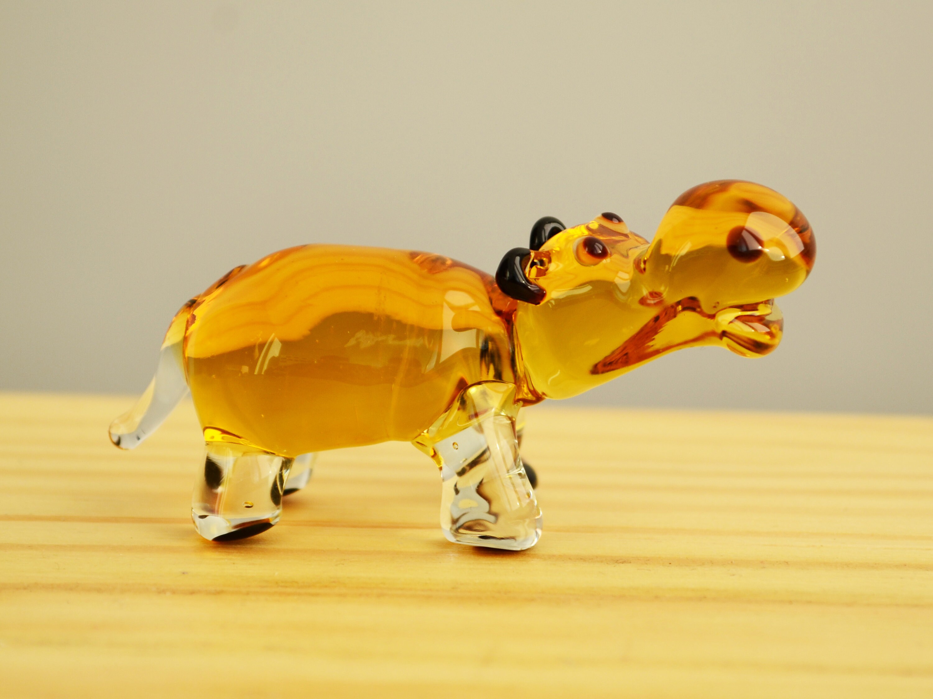 Yellow Glass Hippopotamus Figurine Animals Hippo Sculpture Art | Etsy