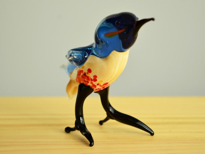 Glass Bird Figurine Dieren Glas Blauwe Vogel Sculptuur Art Etsy